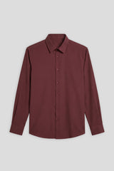 Camicia tinta unita in tessuto elastico|Colore:Bordeaux
