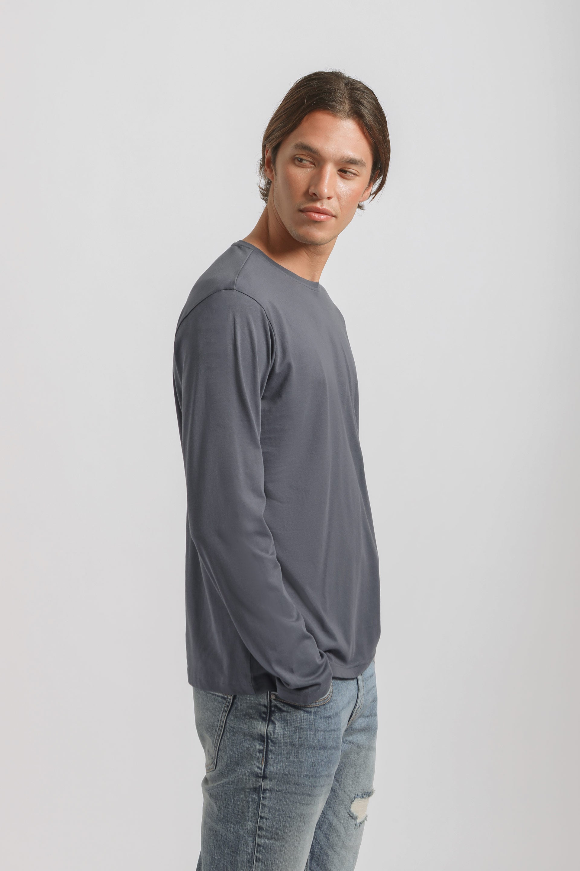 T-shirt manica lunga 100% cotone|Colore:Jeans