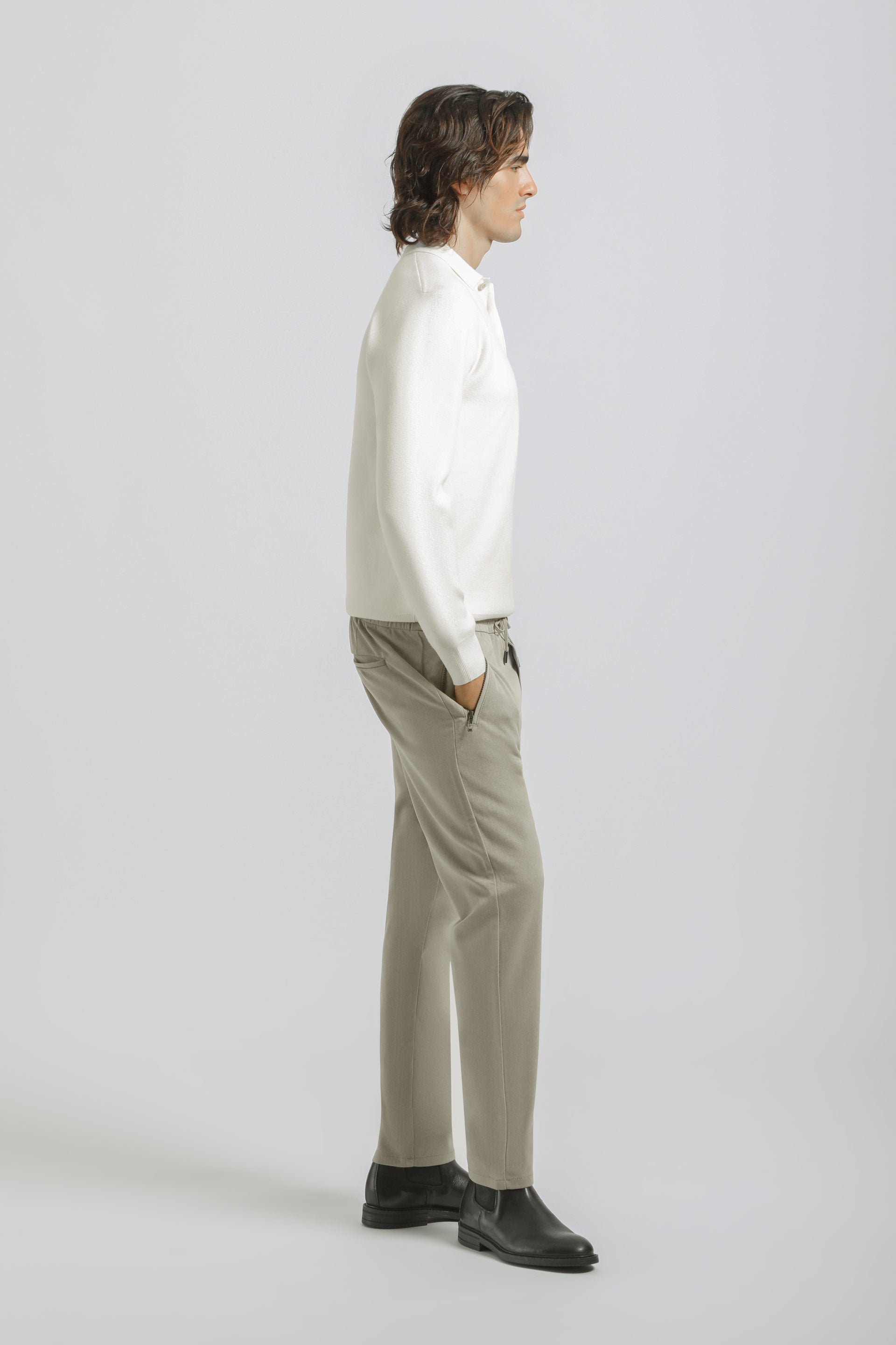 Jogger con laccetto|Colore:Beige melange