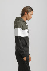 Felpa con cappuccio colorblock|Colore:Verde scuro