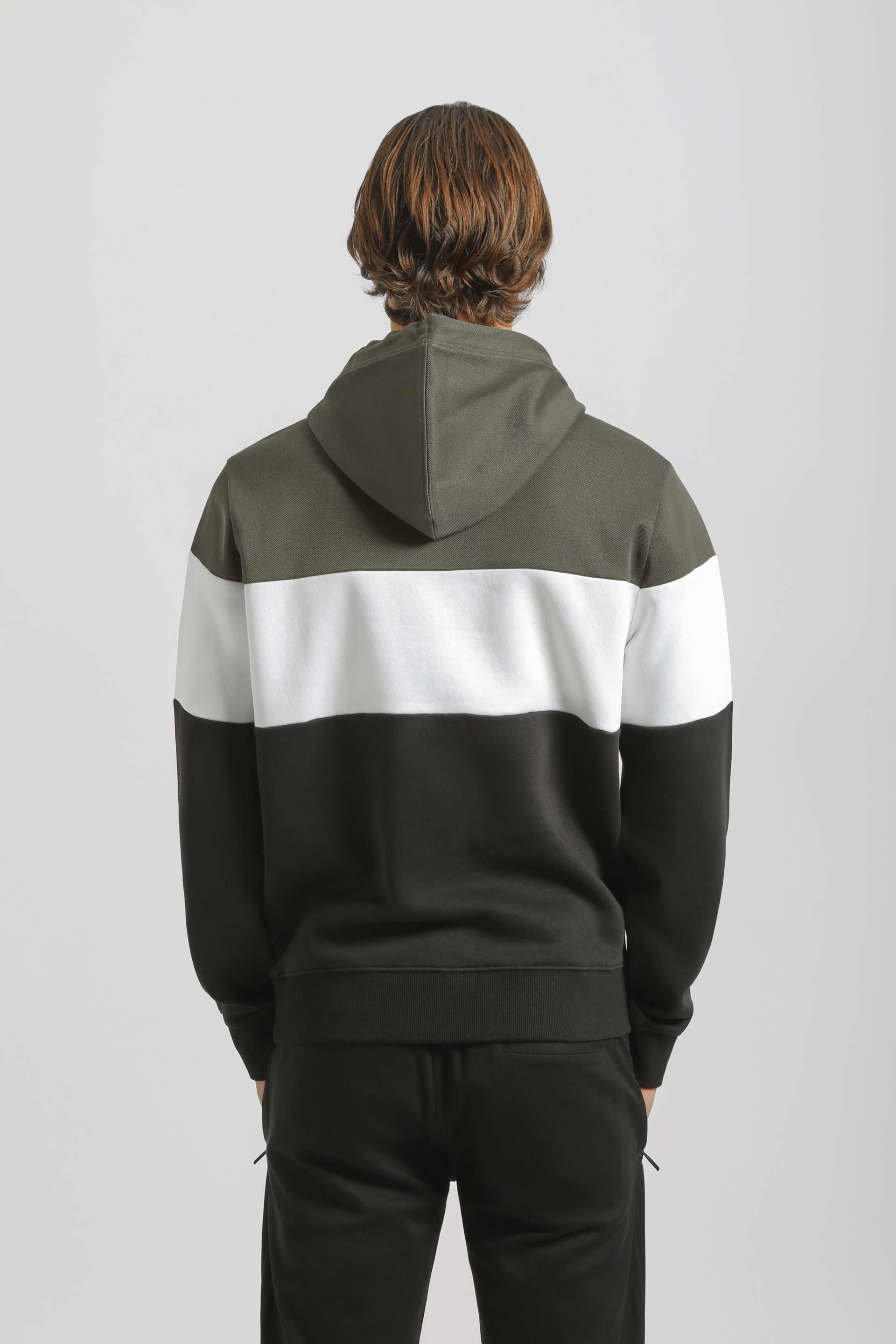 Felpa con cappuccio colorblock|Colore:Verde scuro