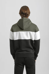 Felpa con cappuccio colorblock|Colore:Verde scuro