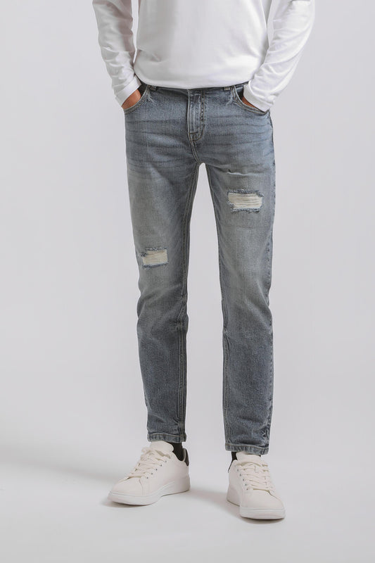 Jeans skinny fit con strappi|Colore:Jeans