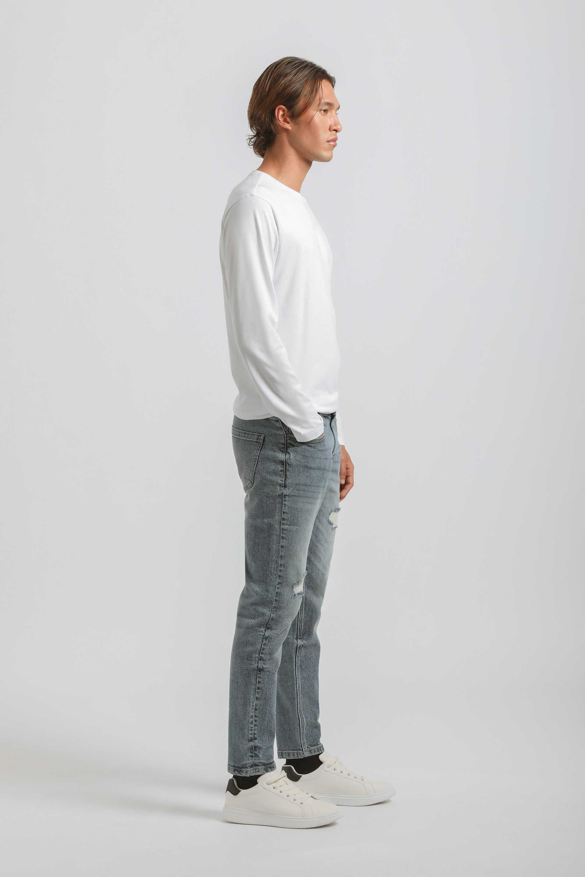 Jeans skinny fit con strappi|Colore:Jeans