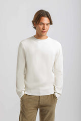 Maglia girocollo a coste|Colore:Off white