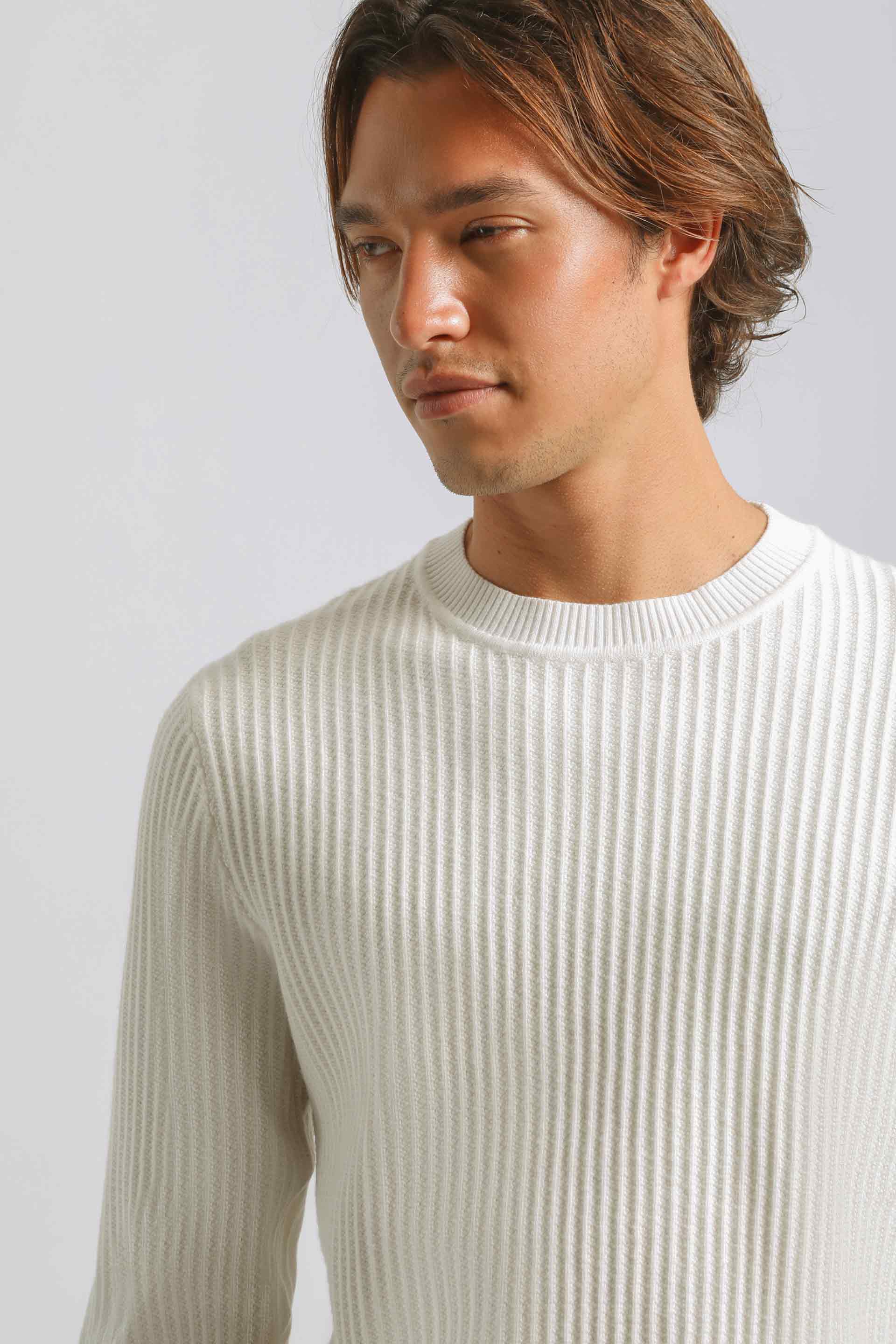 Maglia girocollo a coste|Colore:Off white