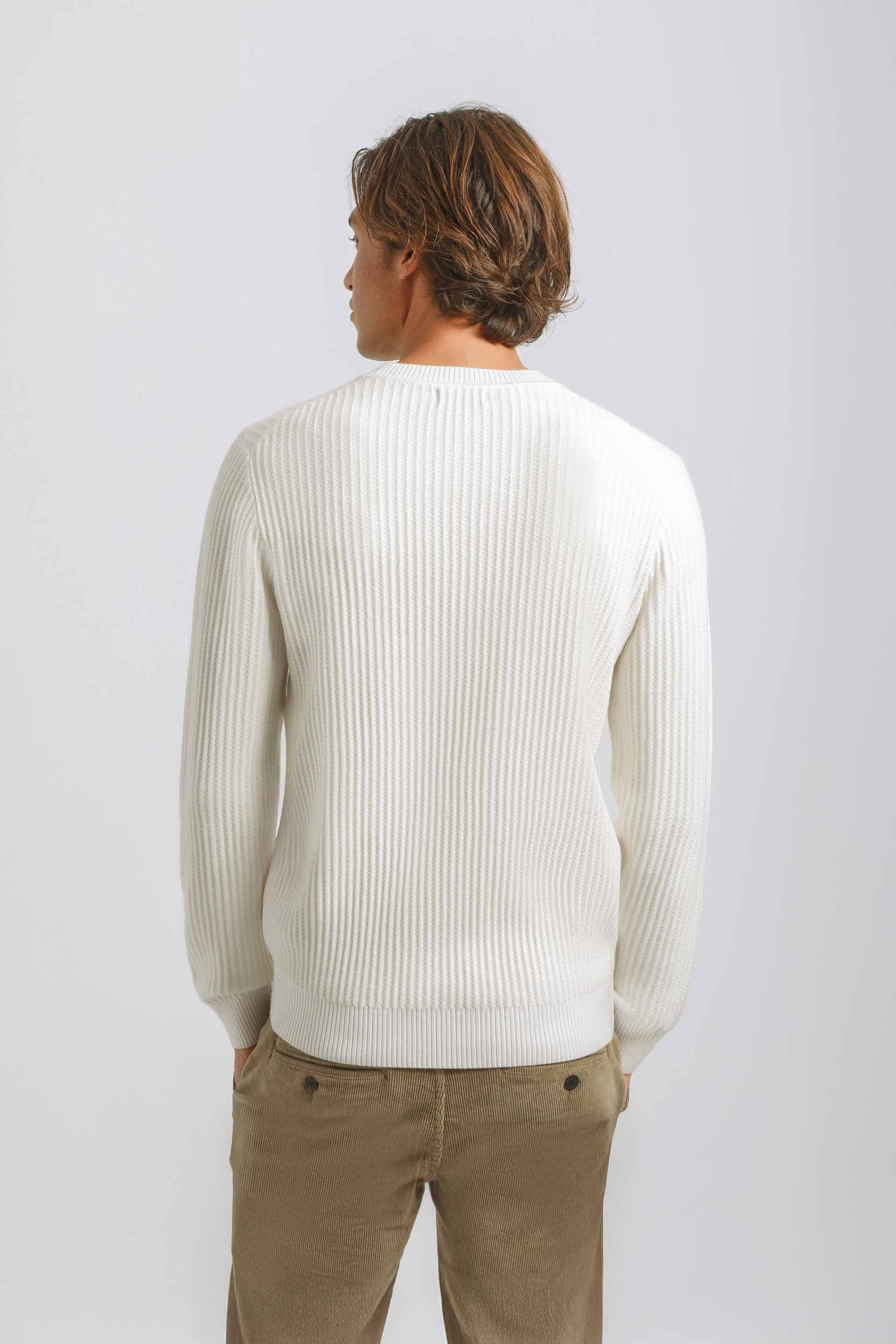 Maglia girocollo a coste|Colore:Off white