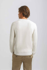 Maglia girocollo a coste|Colore:Off white