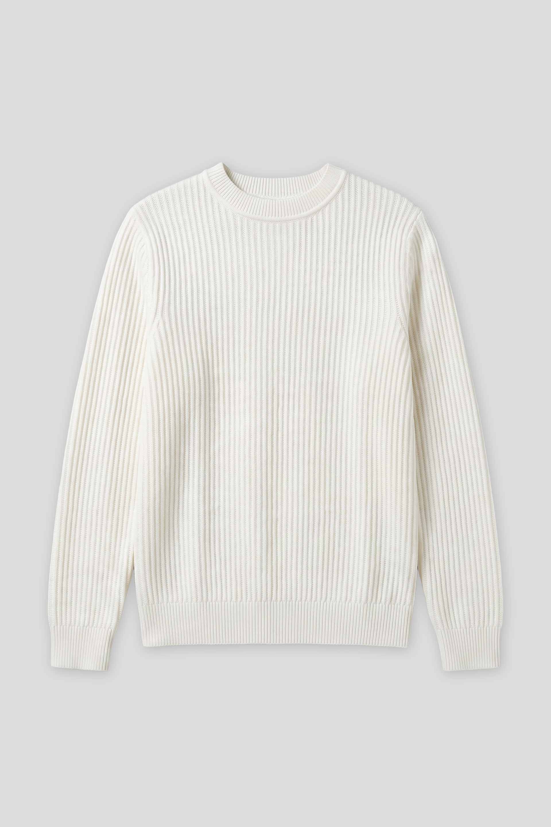 Maglia girocollo a coste|Colore:Off white