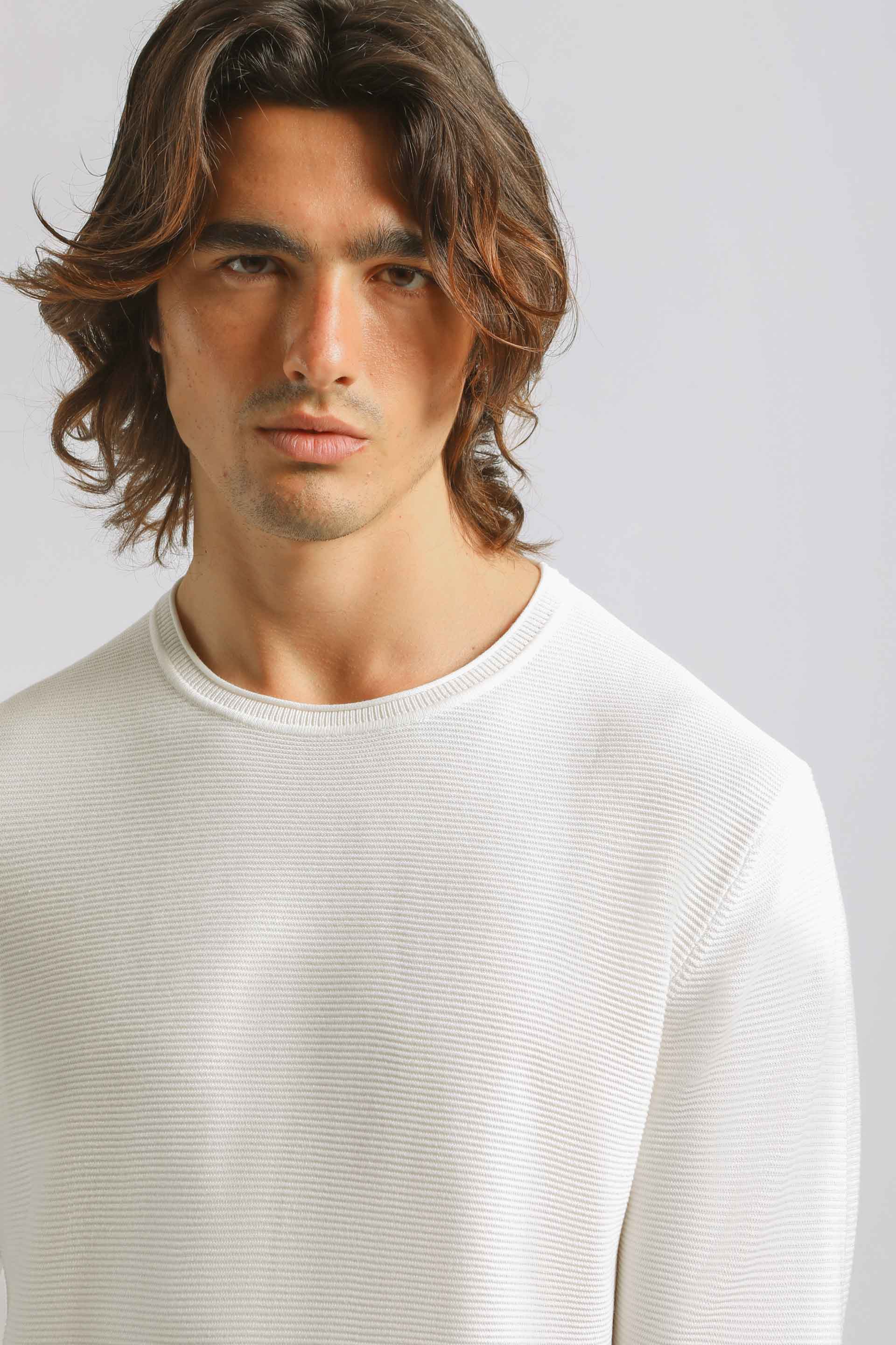 Maglia girocollo in viscosa|Colore:Off white