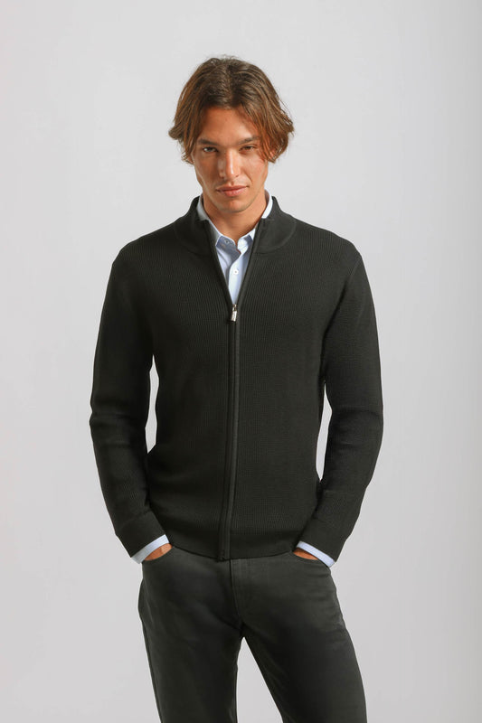 Cardigan in viscosa con zip|Colore:Blue