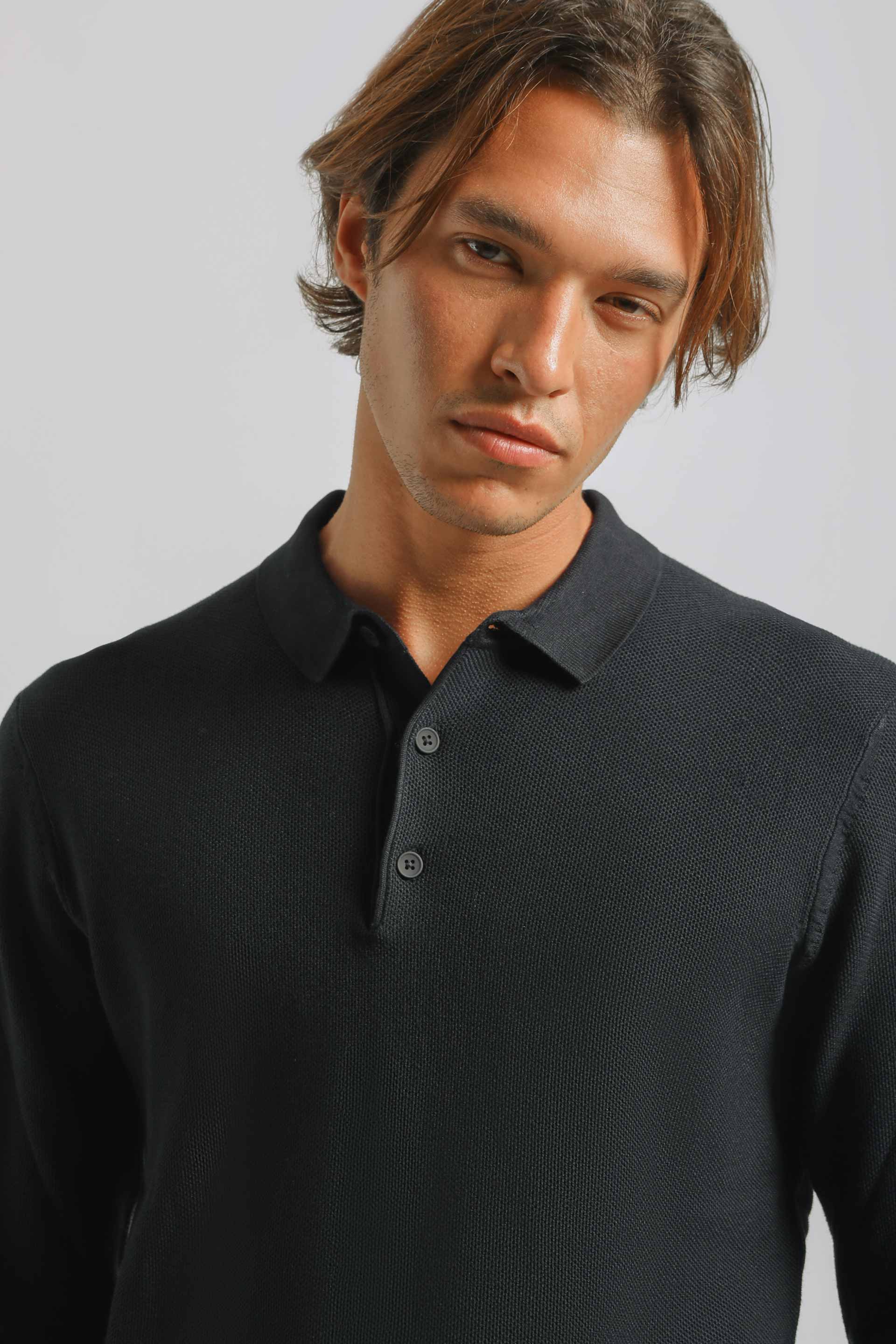 Polo manica lunga con bottoni|Colore:Blue