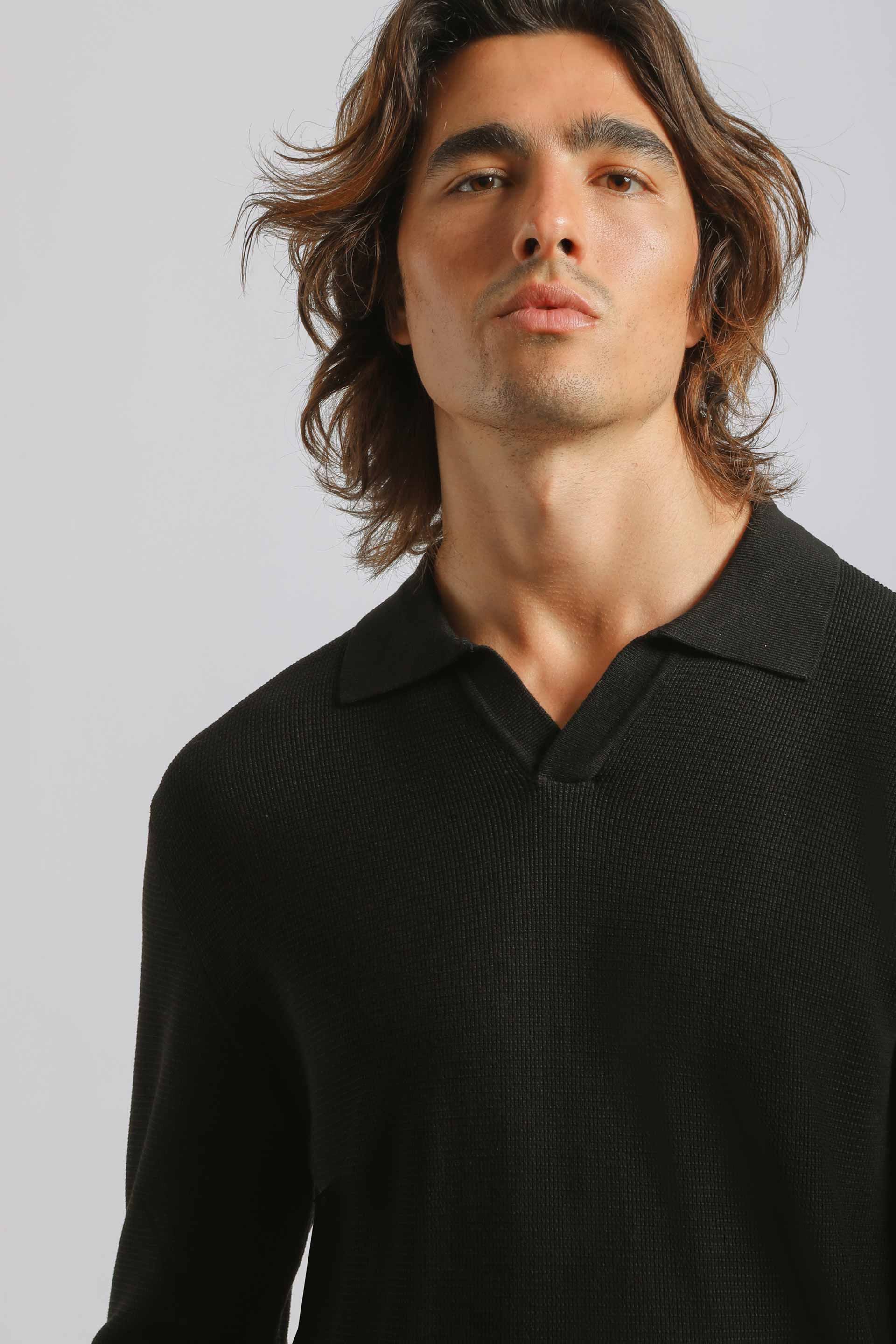 Polo manica lunga|Colore:Nero