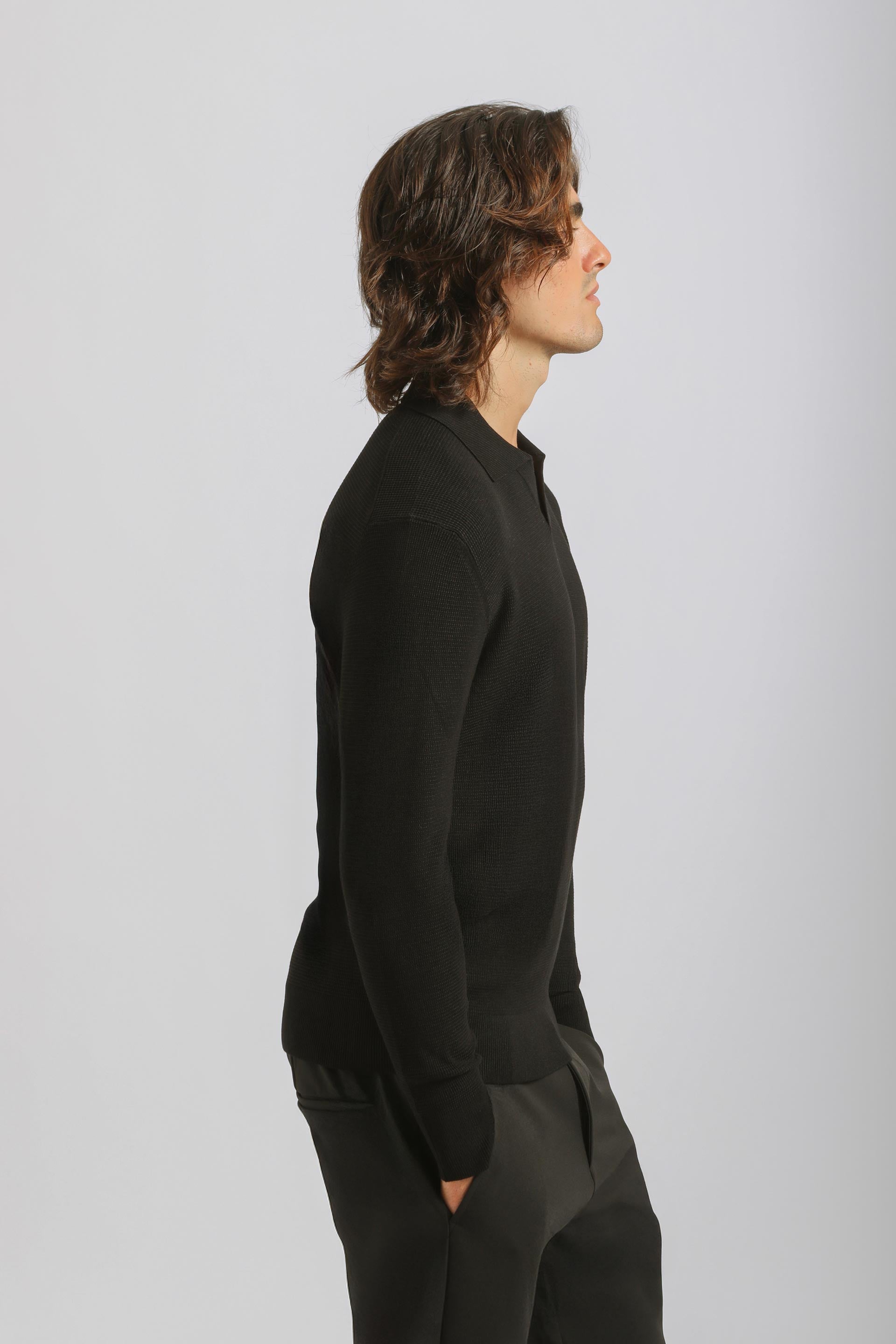 Polo manica lunga|Colore:Nero