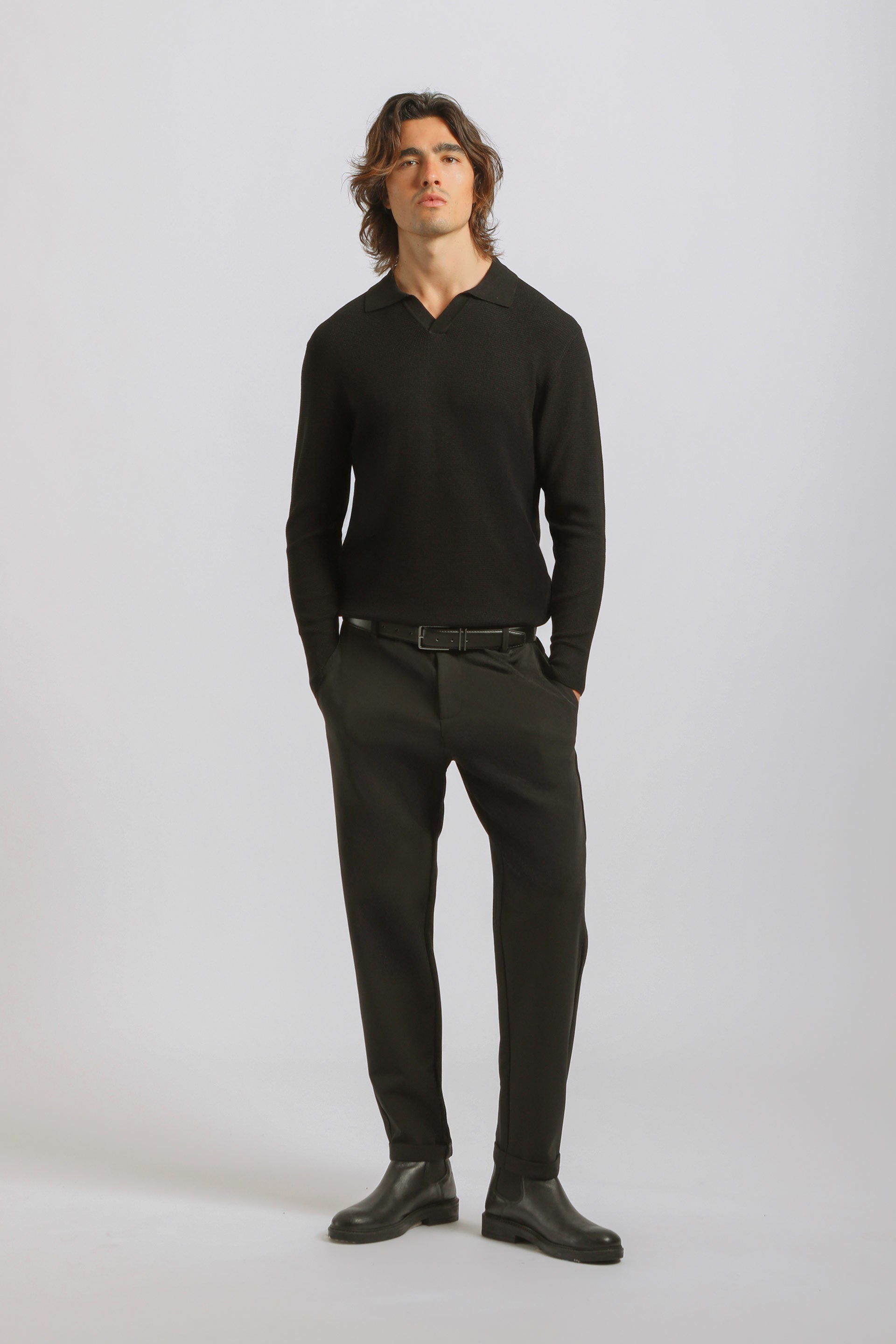 Polo manica lunga|Colore:Nero