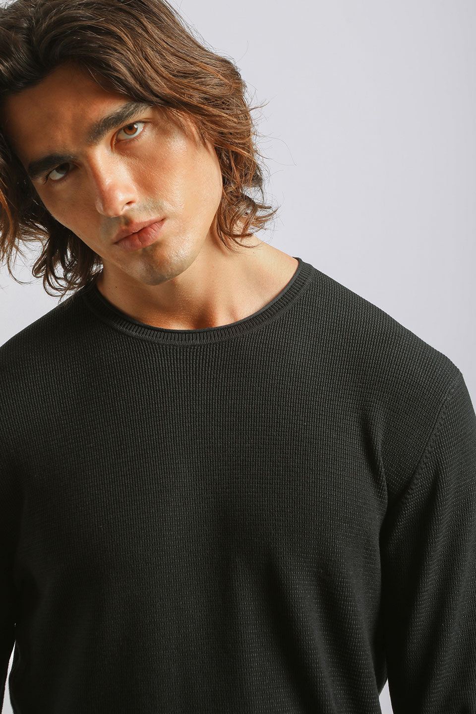 Maglia girocollo strutturata|Colore:Blue
