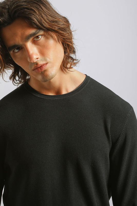 Maglia girocollo strutturata|Colore:Blue