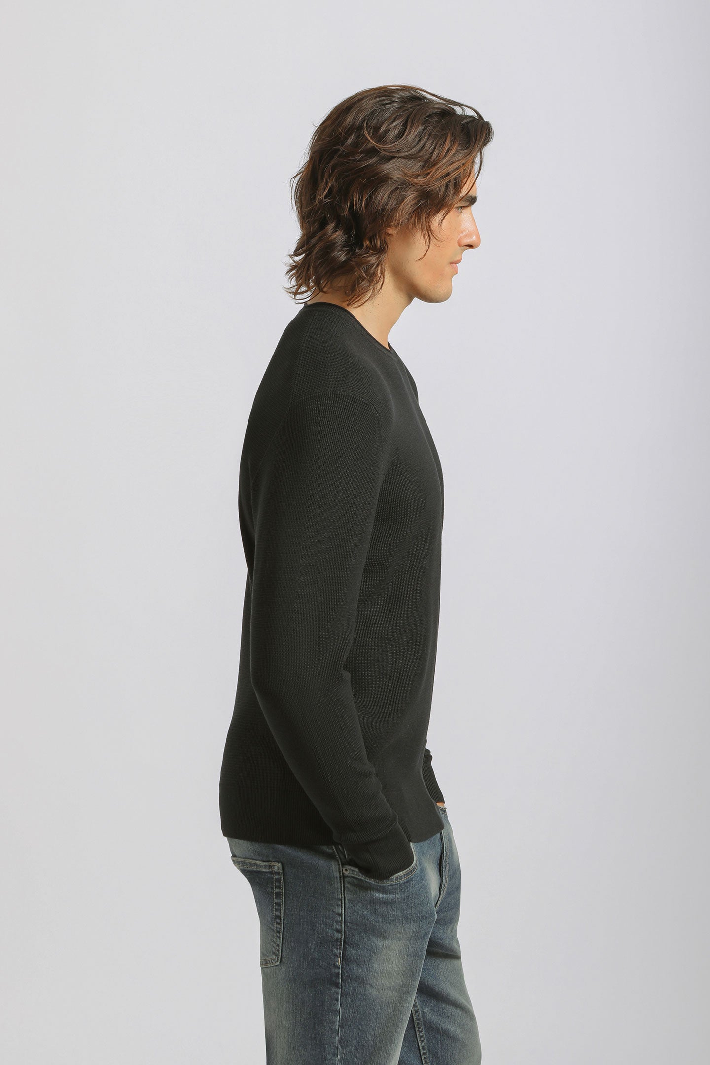 Maglia girocollo strutturata|Colore:Blue