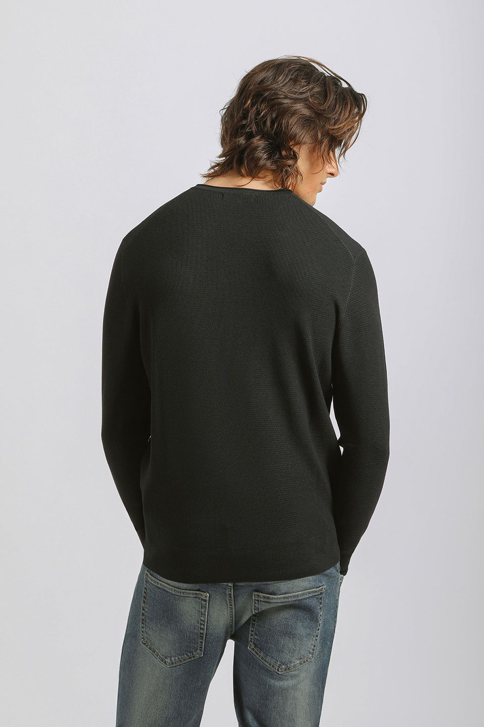 Maglia girocollo strutturata|Colore:Blue