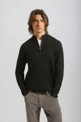 Cardigan mezza zip collo lupetto|Colore:Nero