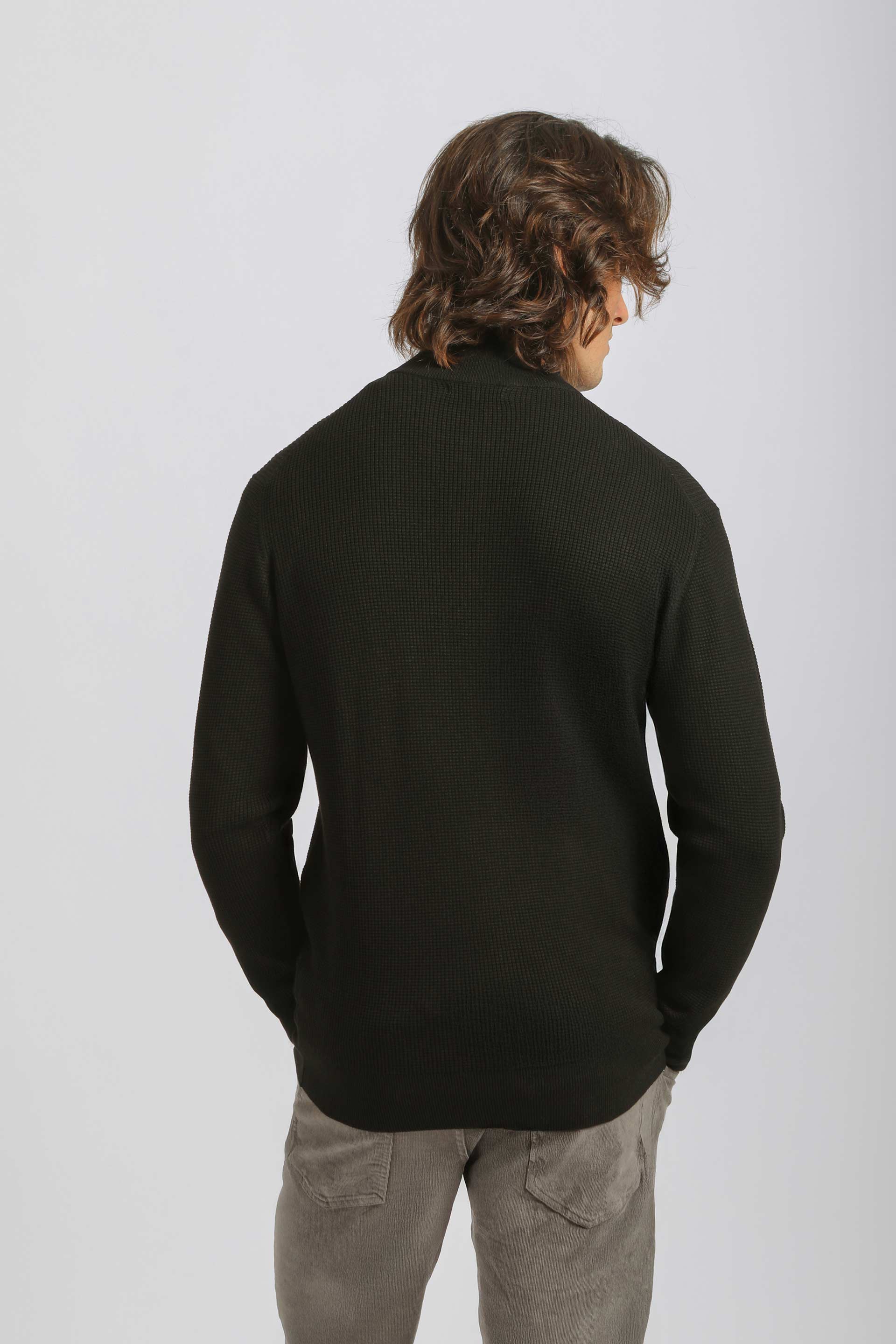 Cardigan mezza zip collo lupetto|Colore:Nero