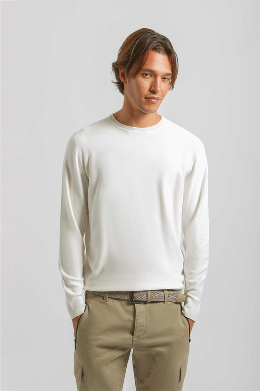 Maglia girocollo in viscosa|Colore:Off white