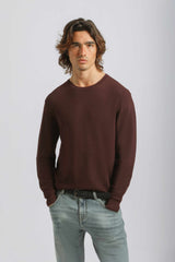 Maglia girocollo strutturata|Colore:Vinaccio