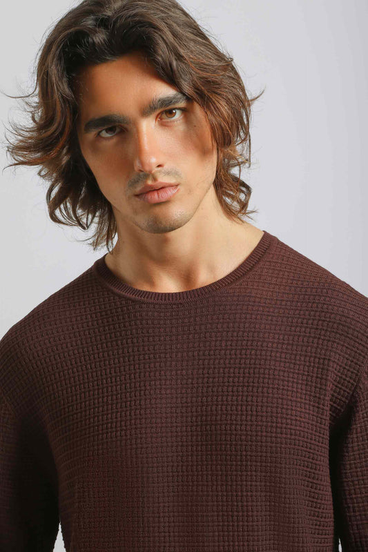 Maglia girocollo strutturata|Colore:Vinaccio