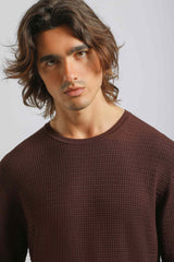 Maglia girocollo strutturata|Colore:Vinaccio
