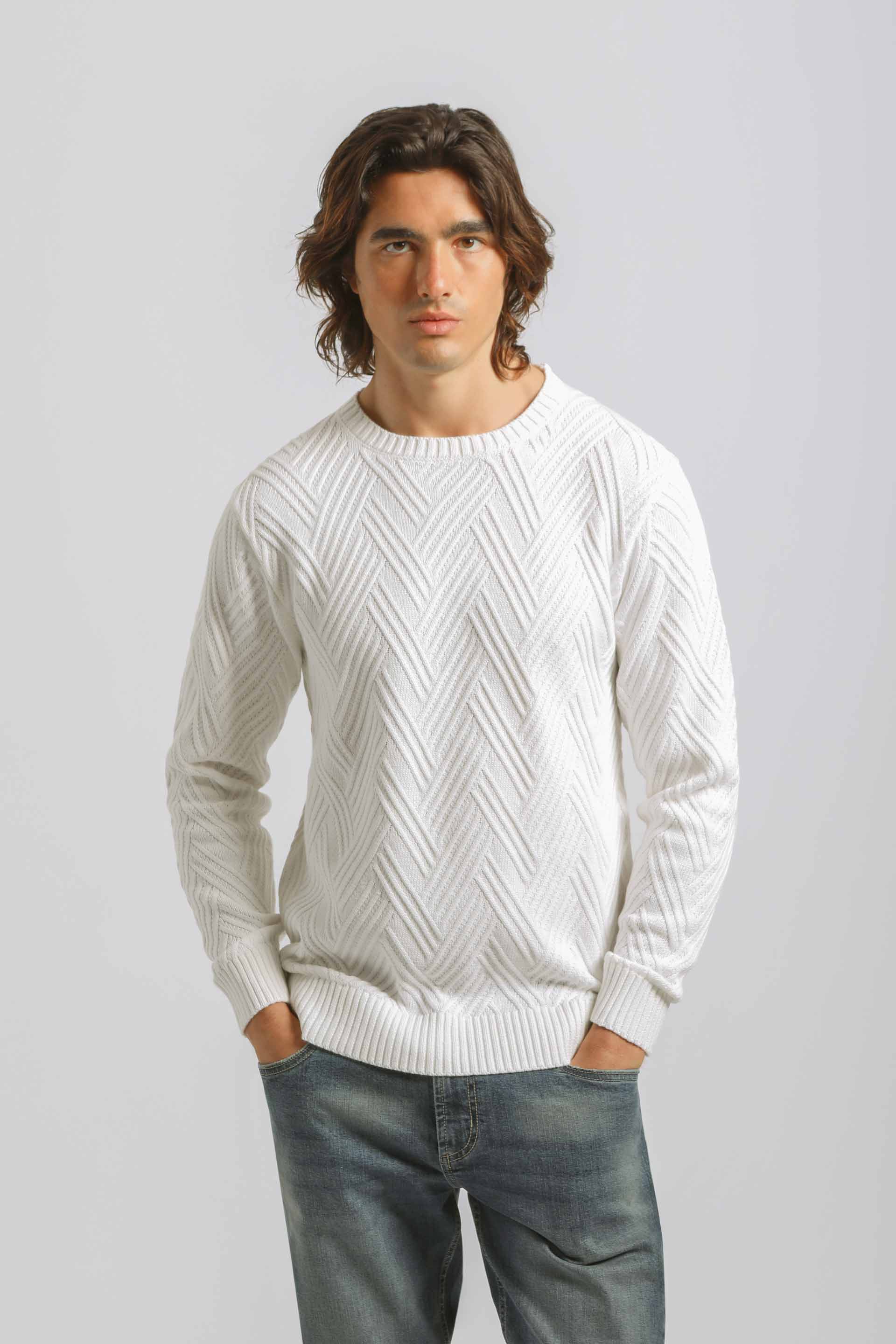 Maglia girocollo 100% cotone|Colore:Off white