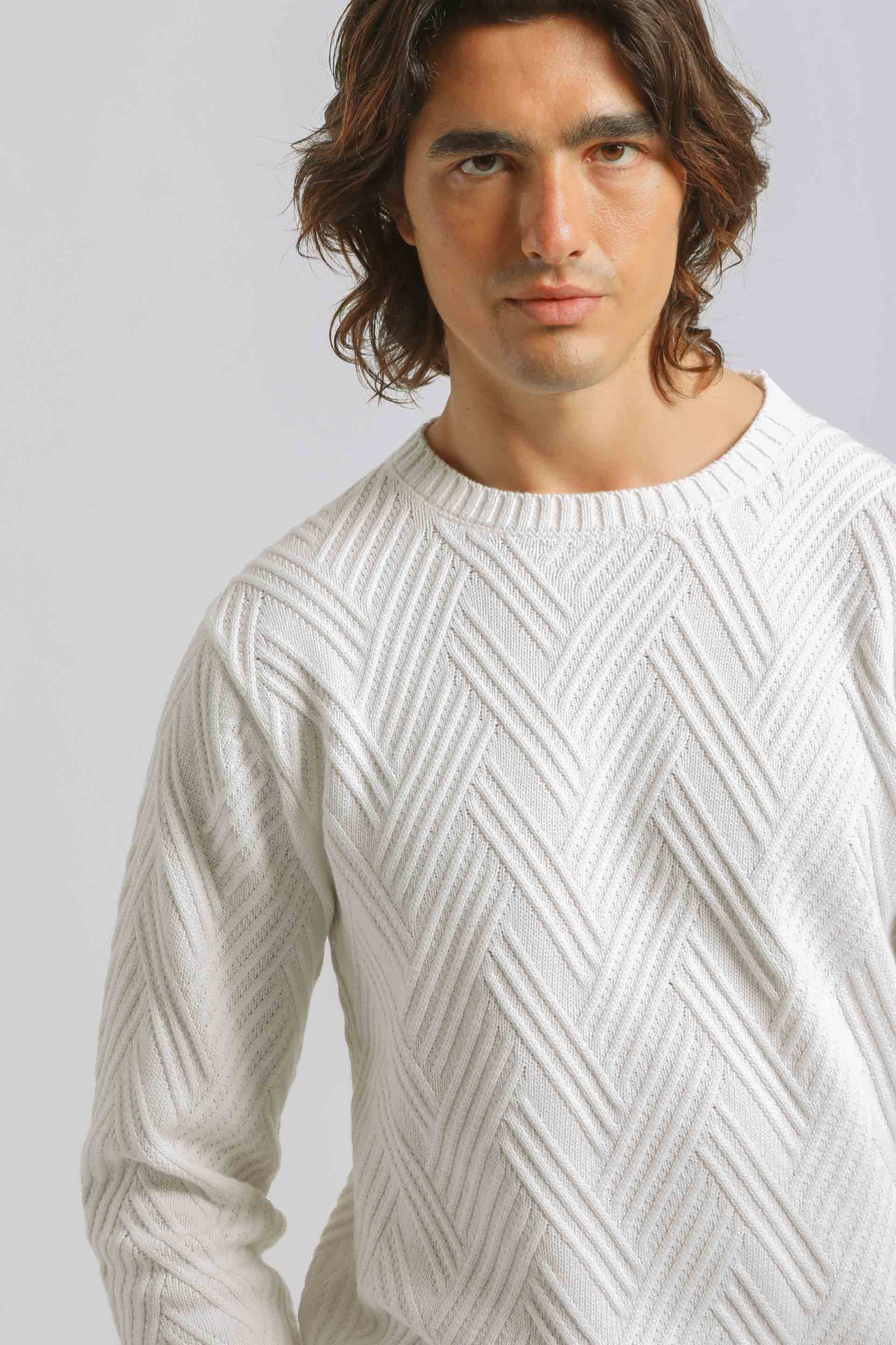 Maglia girocollo 100% cotone|Colore:Off white