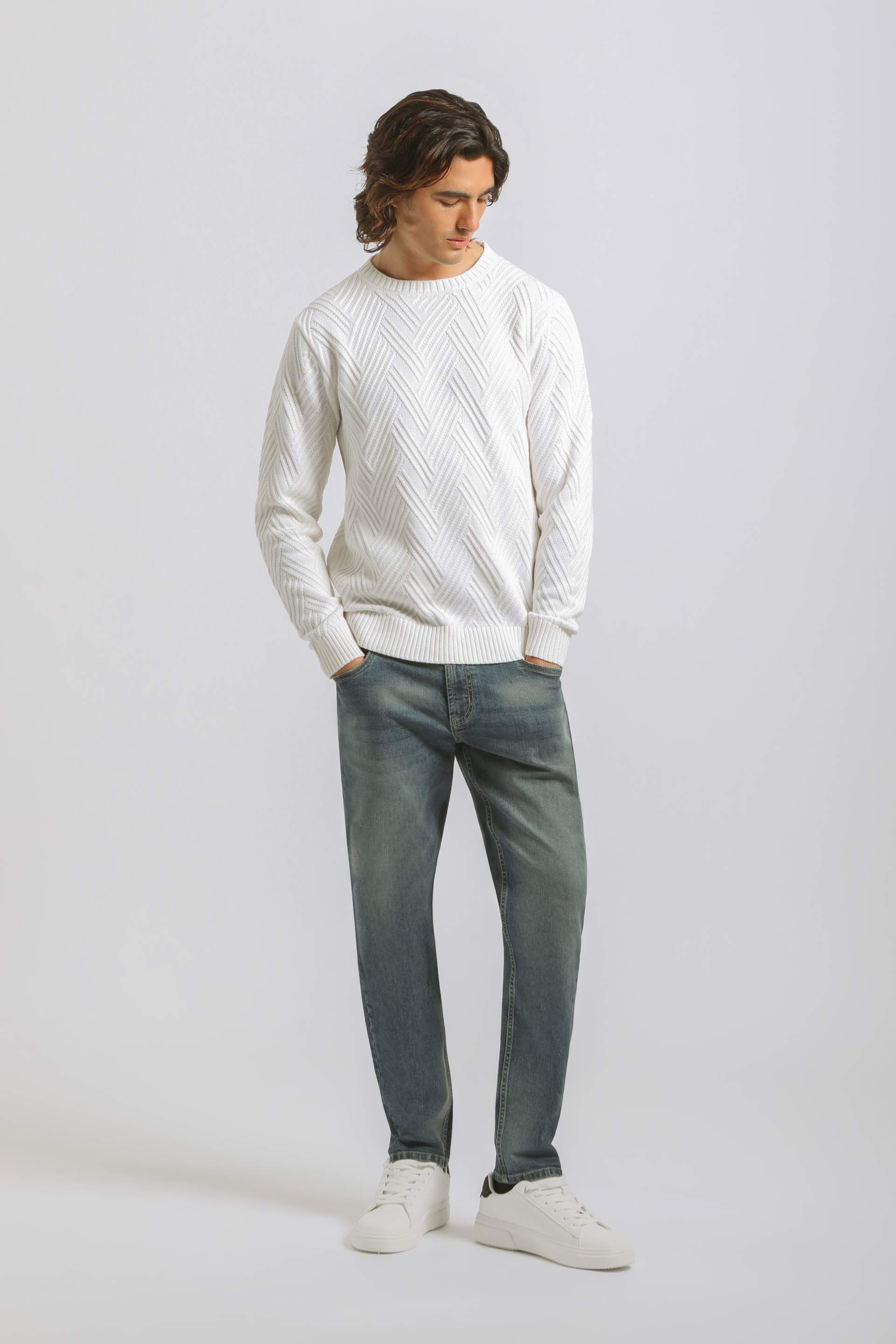Maglia girocollo 100% cotone|Colore:Off white