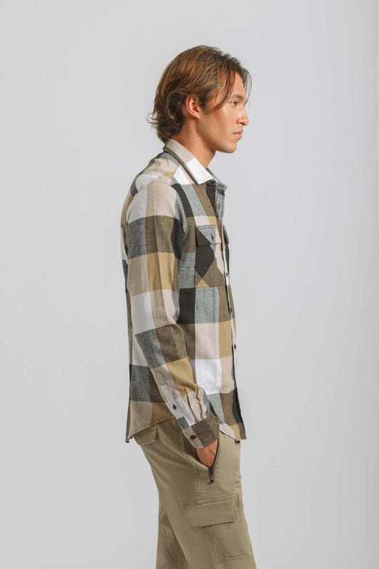 Camicia in flanella a quadri|Colore:Beige