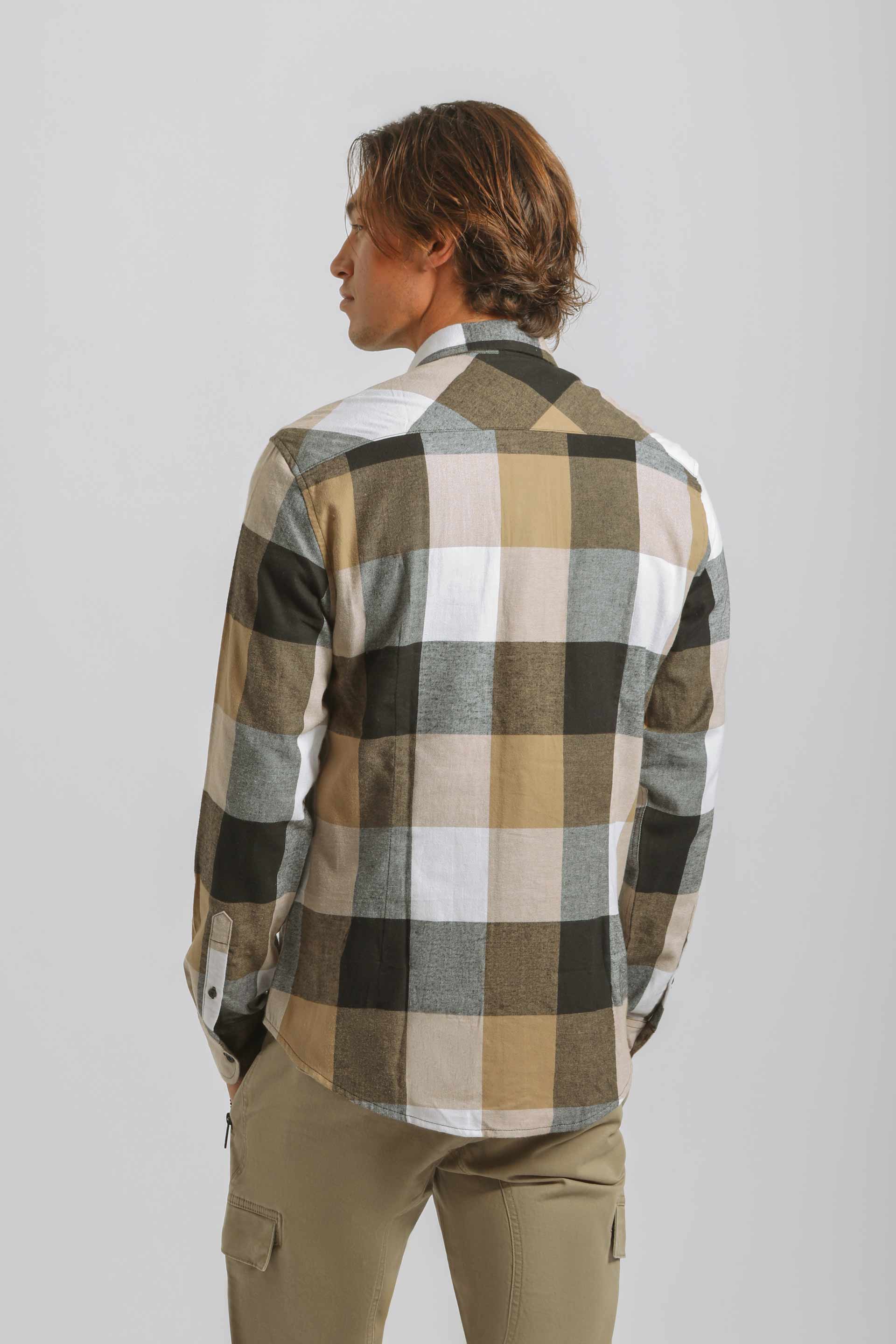 Camicia in flanella a quadri|Colore:Beige