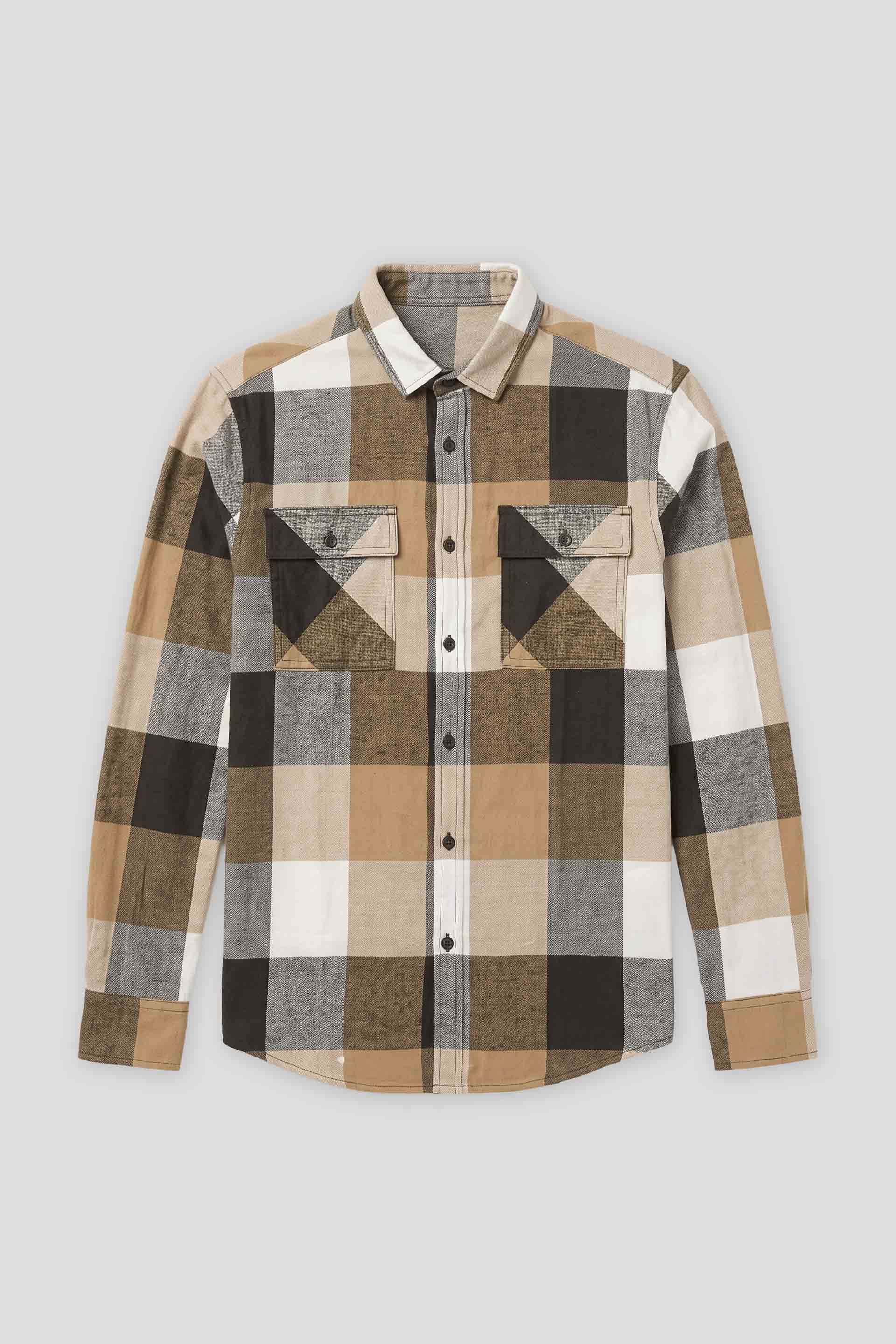 Camicia in flanella a quadri|Colore:Beige
