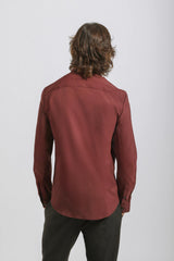 Camicia tinta unita in tessuto elastico|Colore:Bordeaux