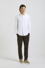 Camicia tinta unita in tessuto elastico|Colore:Bianco