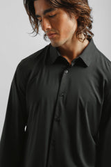 Camicia manica lunga a righe|Colore:Nero