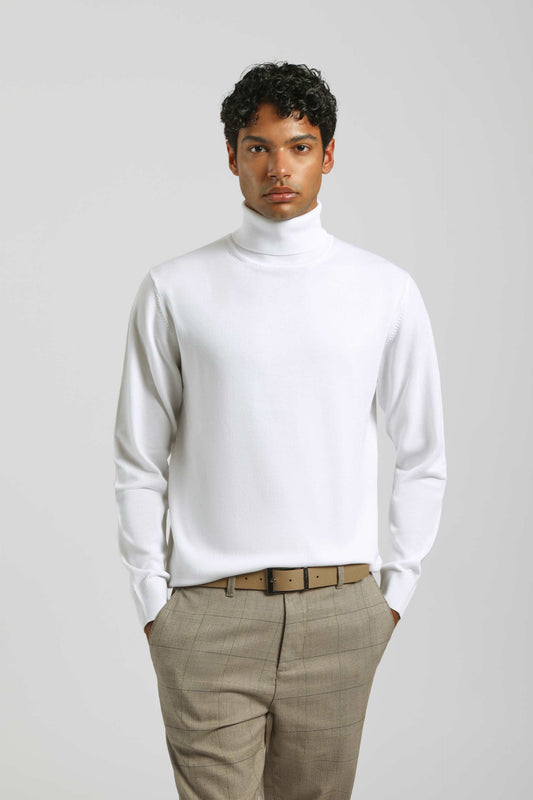 Maglia collo alto in misto viscosa|Colore:Bianco