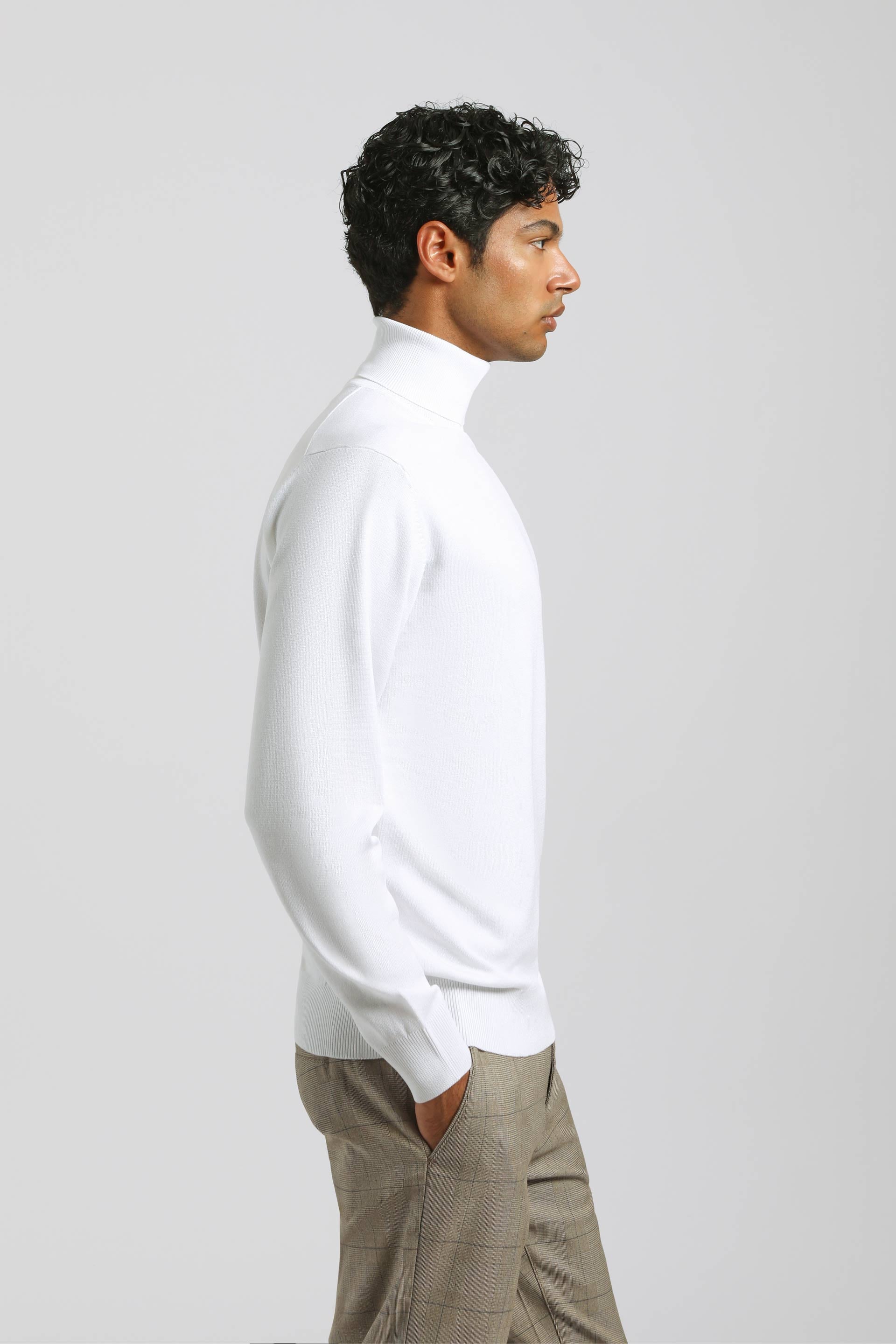 Maglia collo alto in misto viscosa|Colore:Bianco
