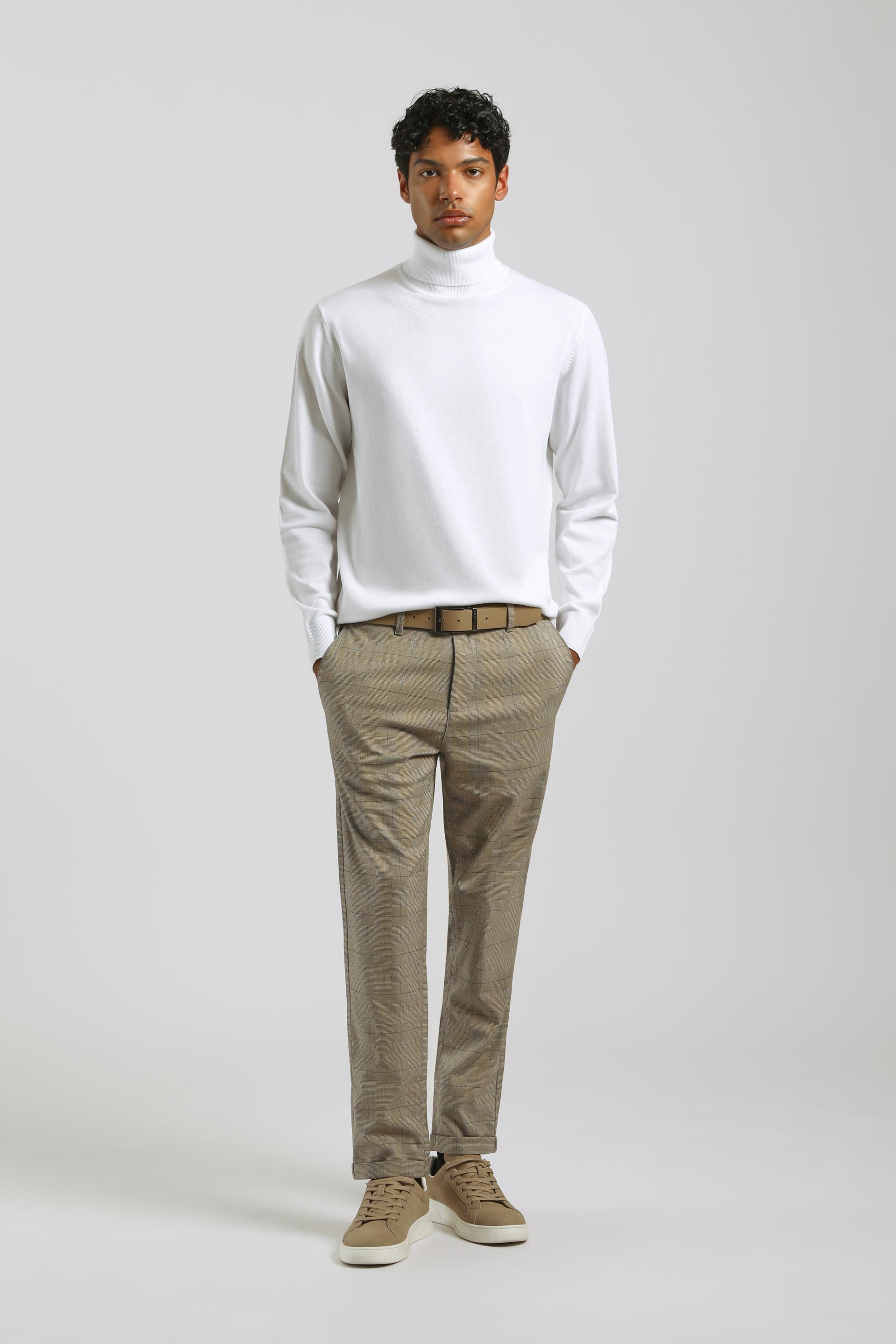Maglia collo alto in misto viscosa|Colore:Bianco