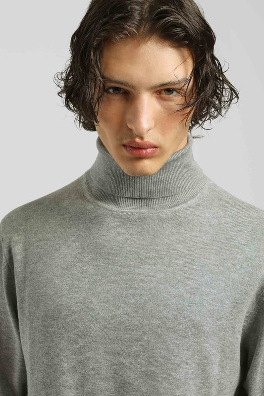 Maglia collo alto in misto viscosa|Colore:Grigio melange