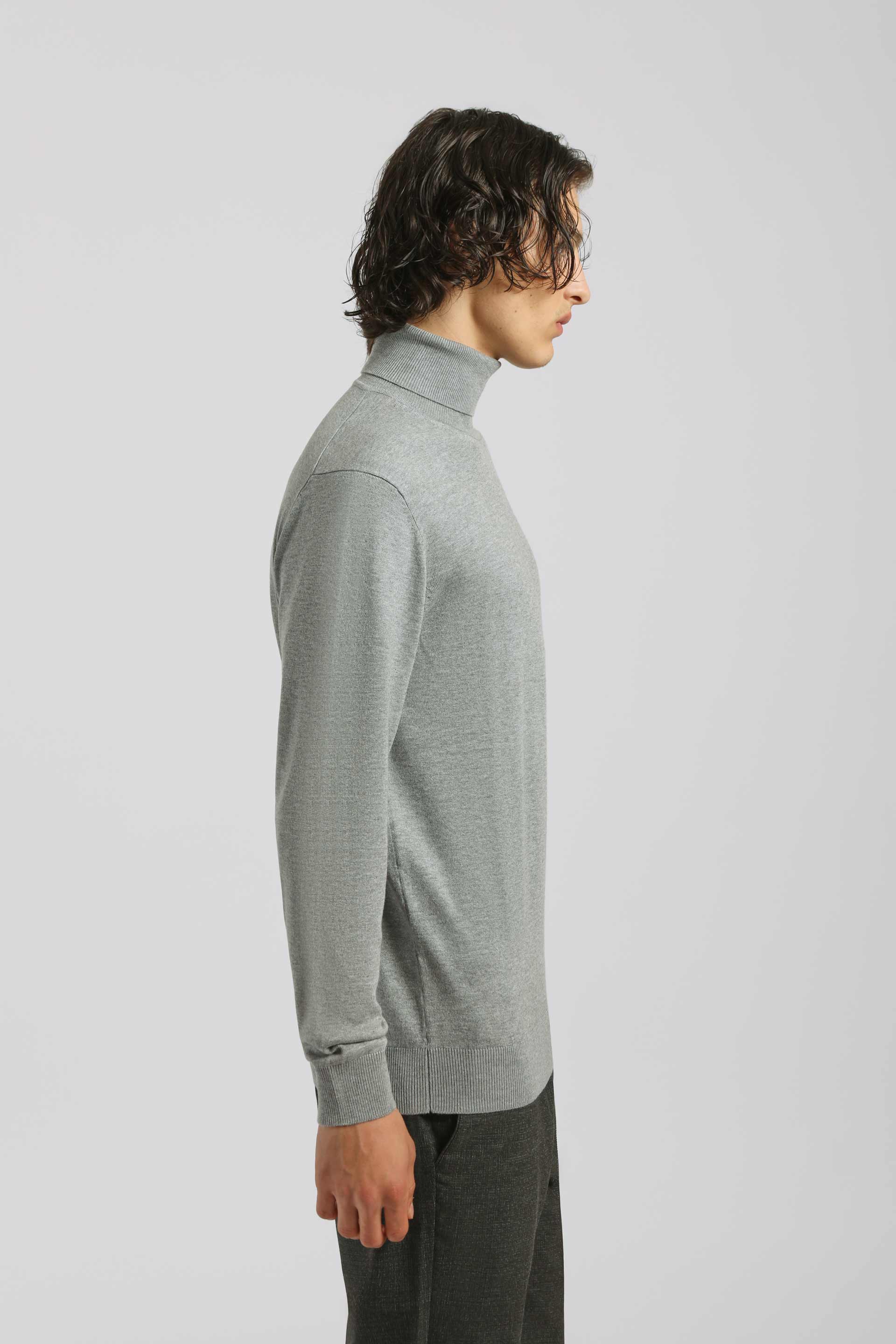 Maglia collo alto in misto viscosa|Colore:Grigio melange