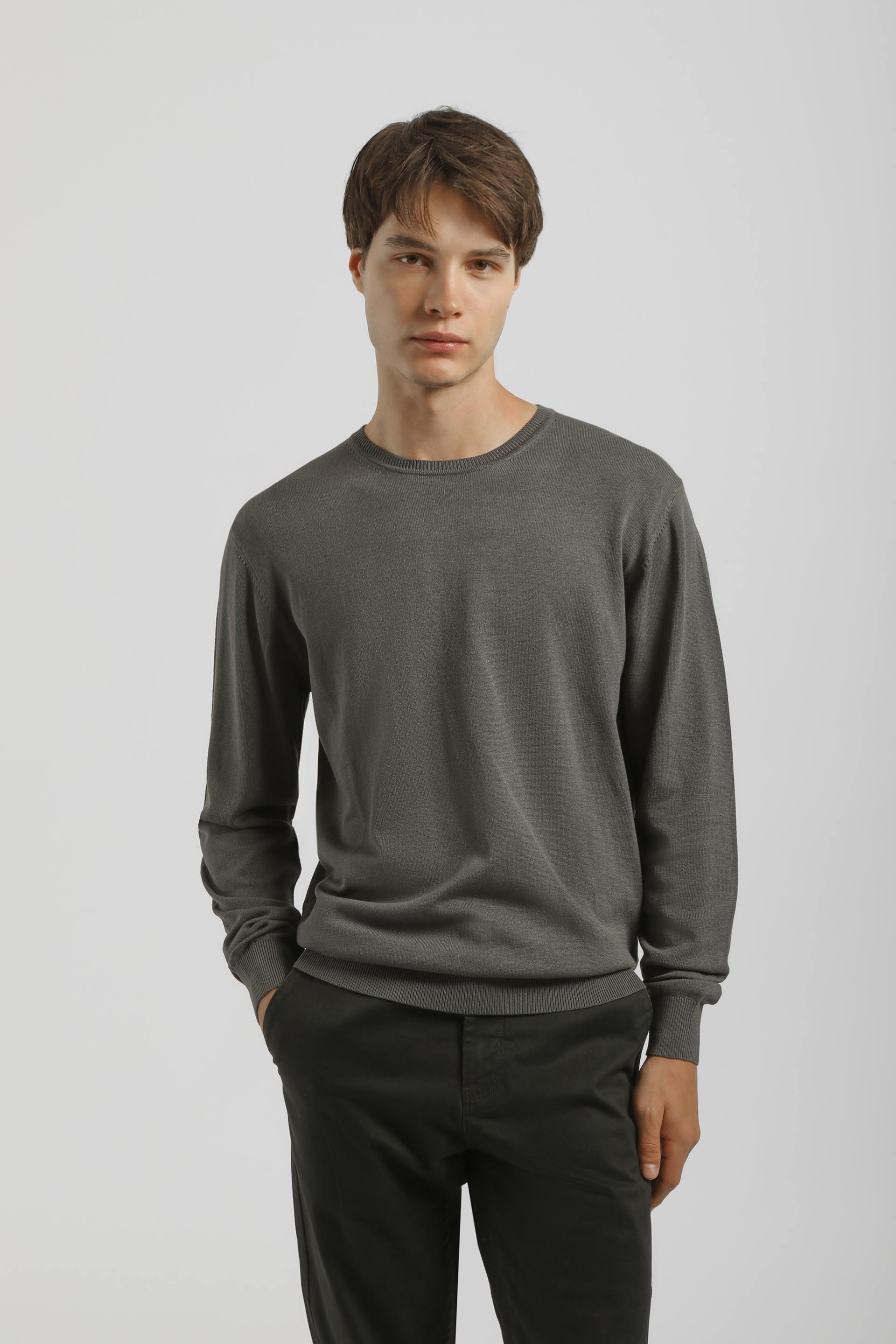 Maglia girocollo misto viscosa|Colore:Fango