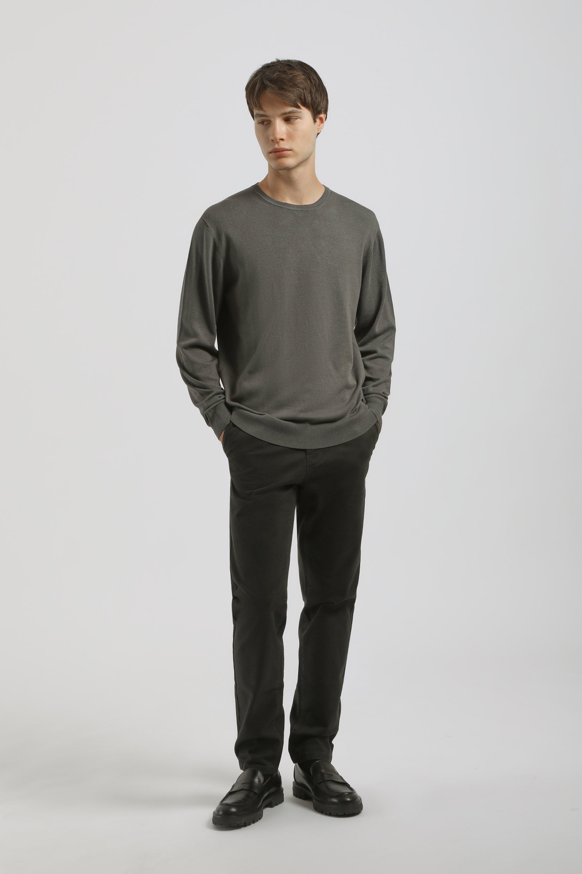 Maglia girocollo misto viscosa|Colore:Fango