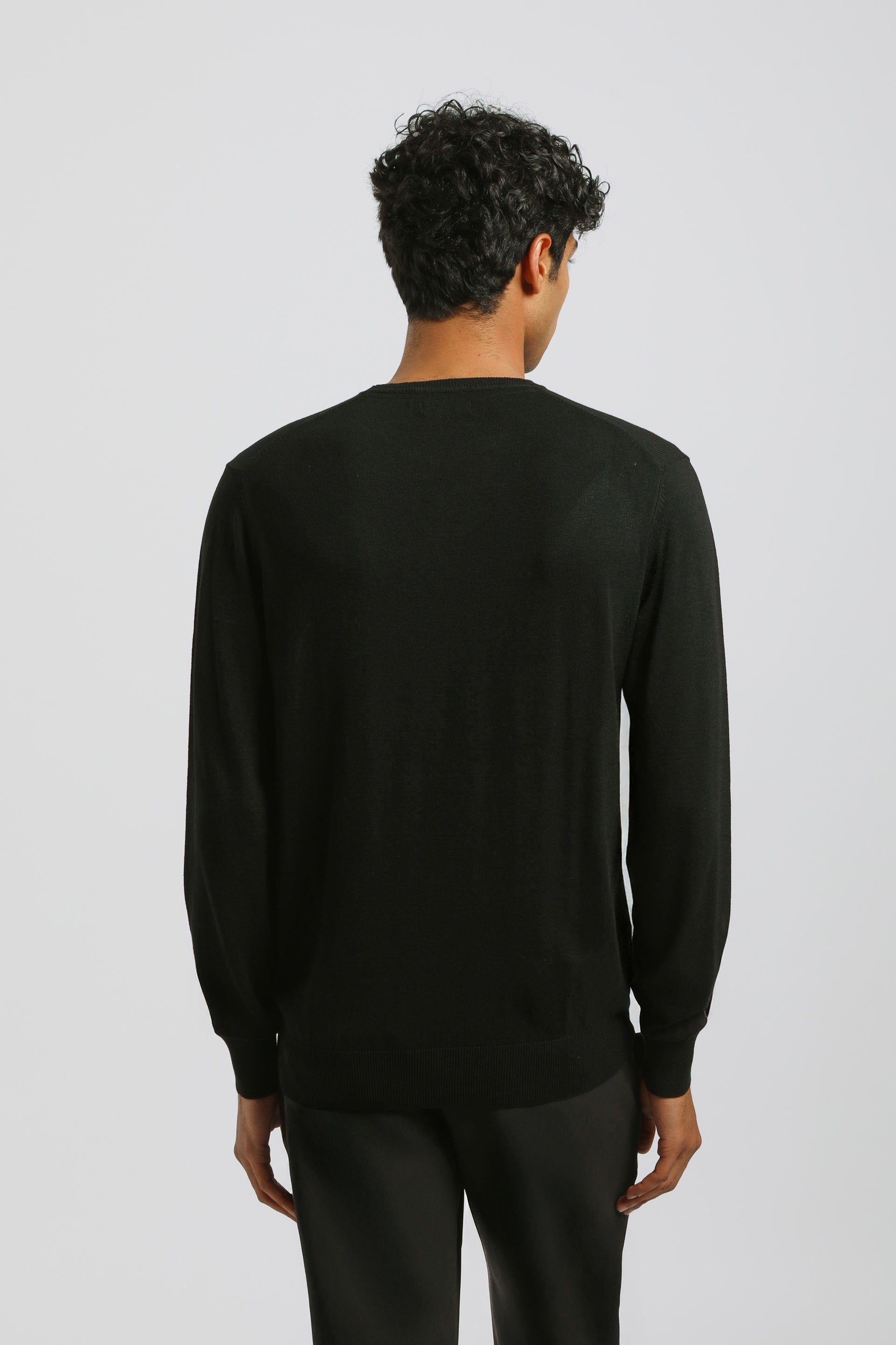 Maglia girocollo misto viscosa|Colore:Nero