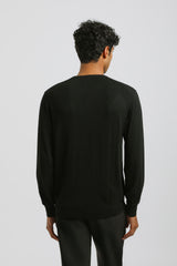 Maglia girocollo misto viscosa|Colore:Nero