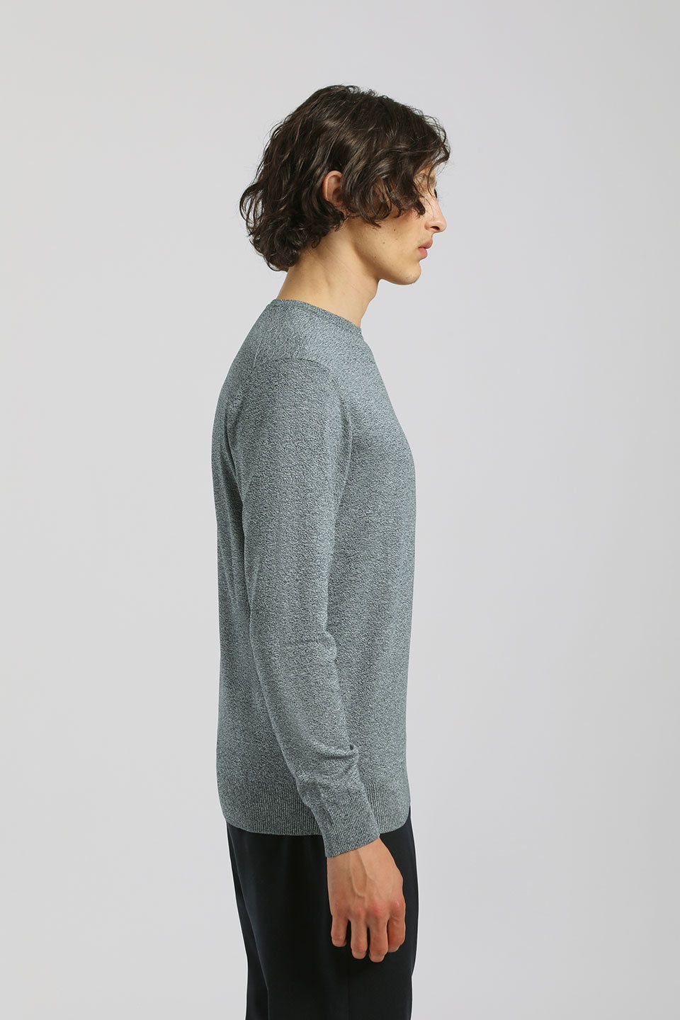 Maglia girocollo misto viscosa|Colore:Navy tw