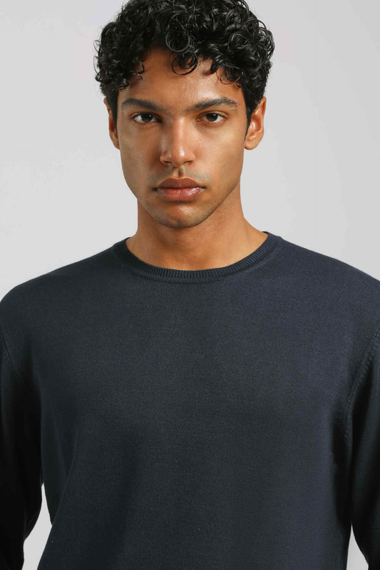 Maglia girocollo misto viscosa|Colore:Navy