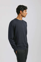 Maglia girocollo misto viscosa|Colore:Navy